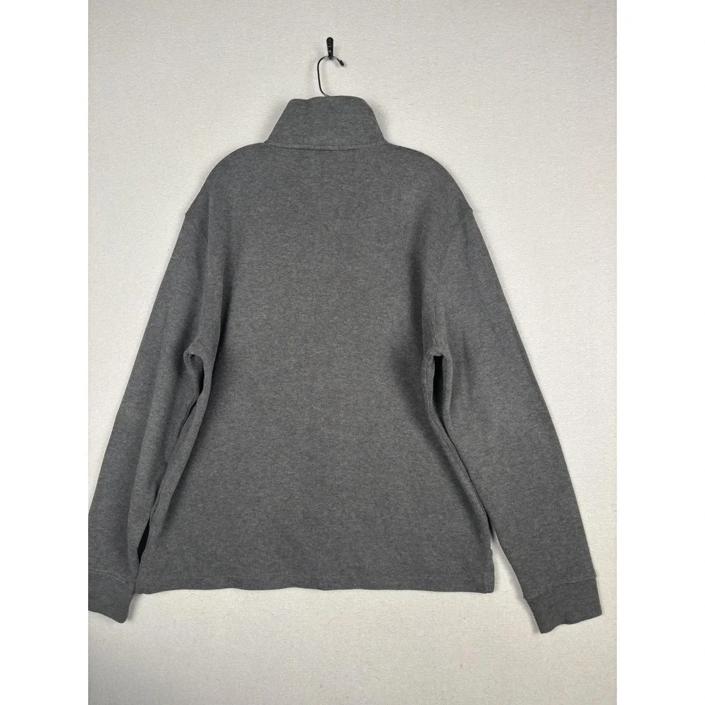 Polo Ralph Lauren Sweater Mens Large Gray Cotton 1/4 Zip Mock Neck Knit Pullover